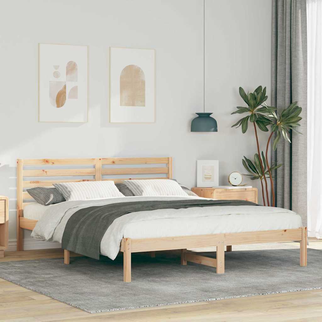 vidaXL Bedframe met hoofdeinde Bruin 80 x 200 cm Massief grenenhout