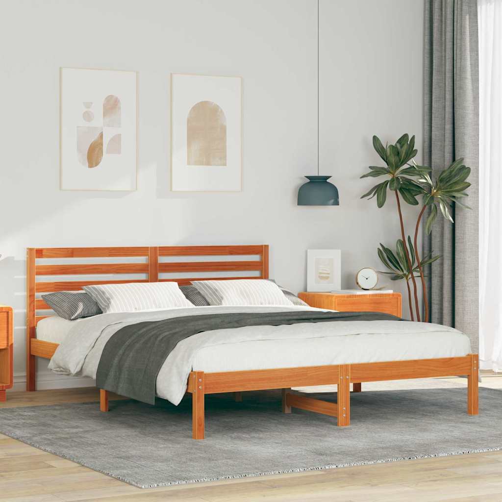 vidaXL Bedframe met hoofdeinde Bruin 80 x 200 cm Massief grenenhout