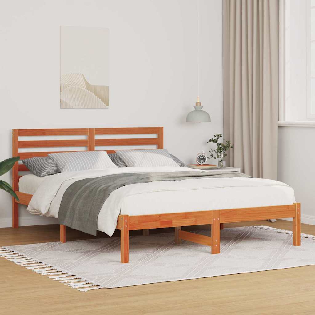 vidaXL Bedframe met hoofdeinde Bruin 80 x 200 cm Massief grenenhout