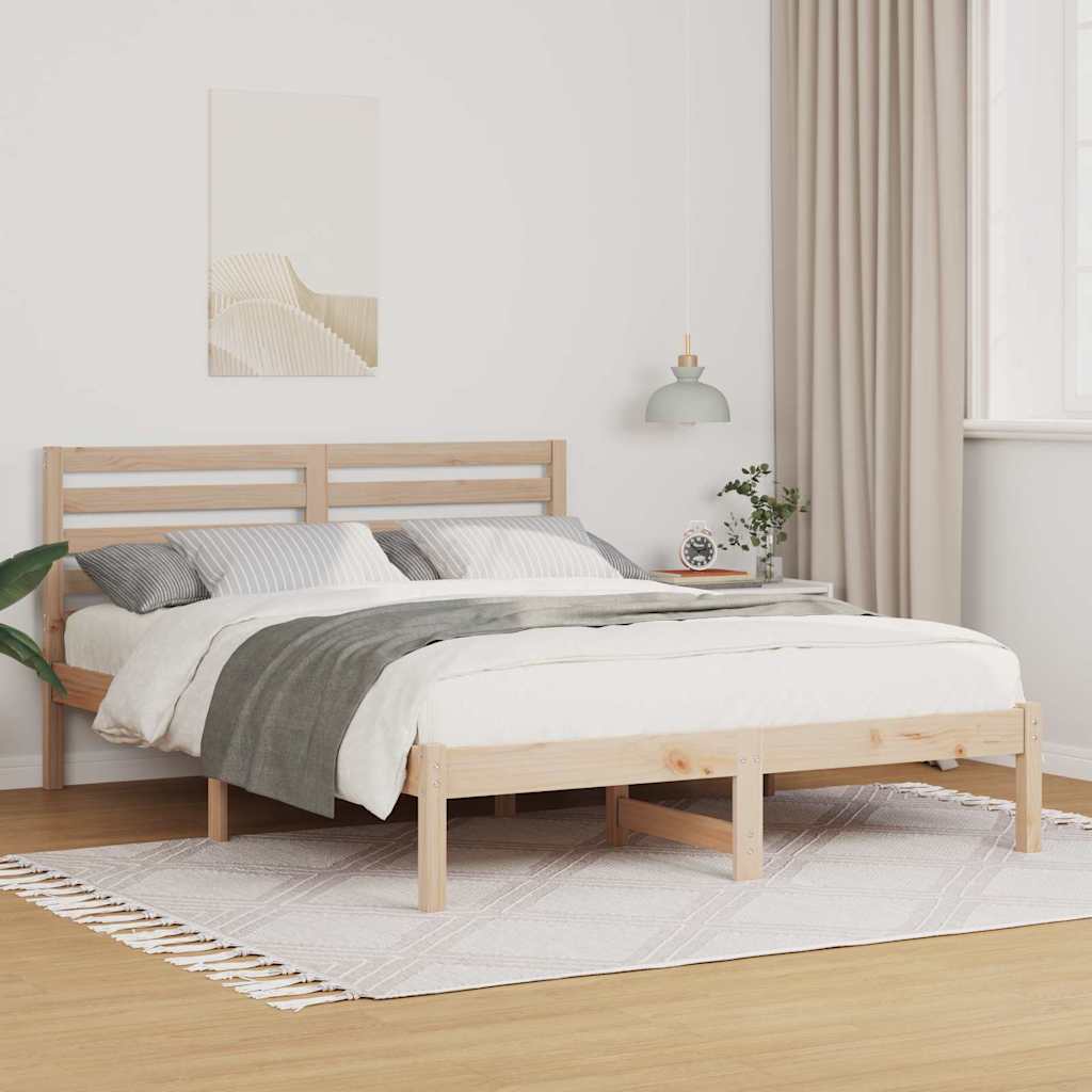 vidaXL Bedframe met hoofdeinde Bruin 80 x 200 cm Massief grenenhout
