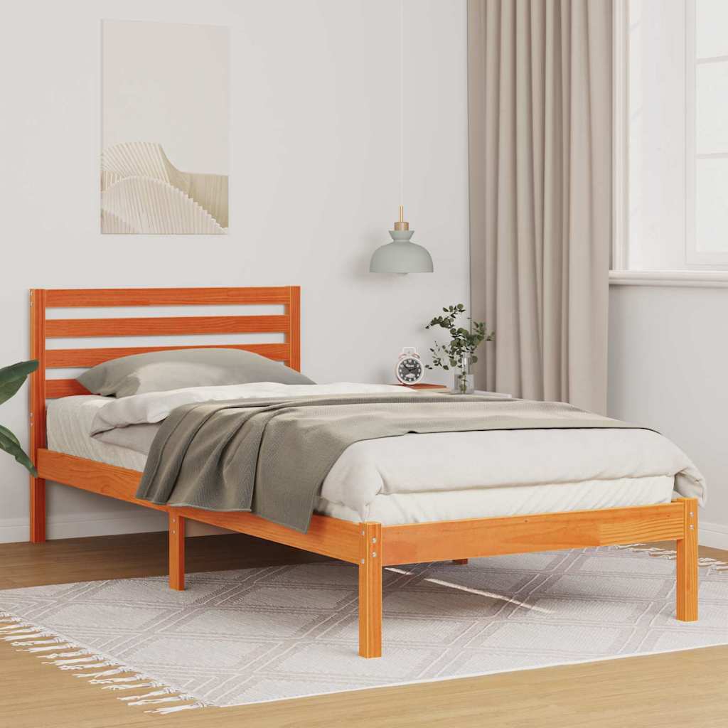 vidaXL Bedframe met hoofdeinde Bruin 80 x 200 cm Massief grenenhout