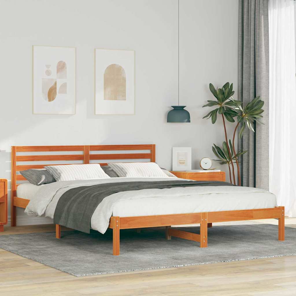 vidaXL Bedframe met hoofdeinde Bruin 80 x 200 cm Massief grenenhout