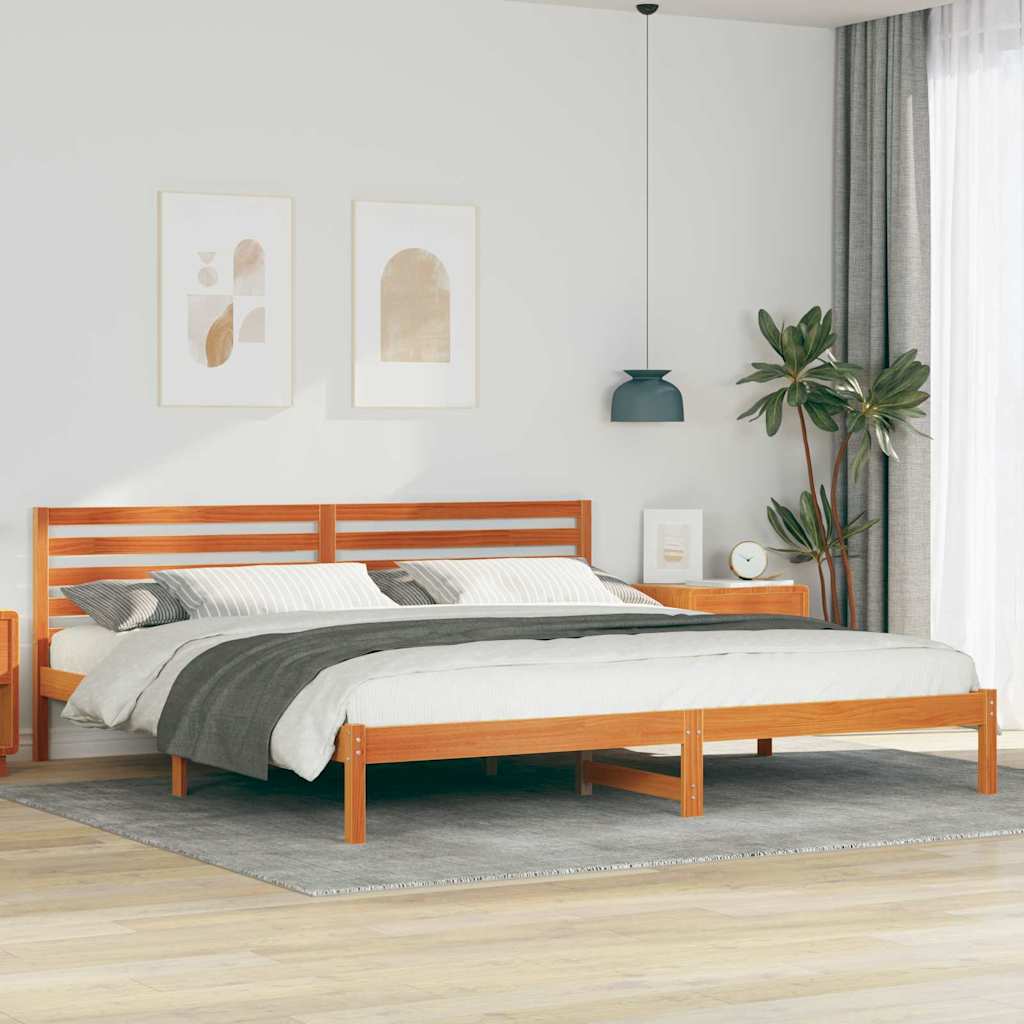 vidaXL Bedframe met hoofdeinde Bruin 80 x 200 cm Massief grenenhout
