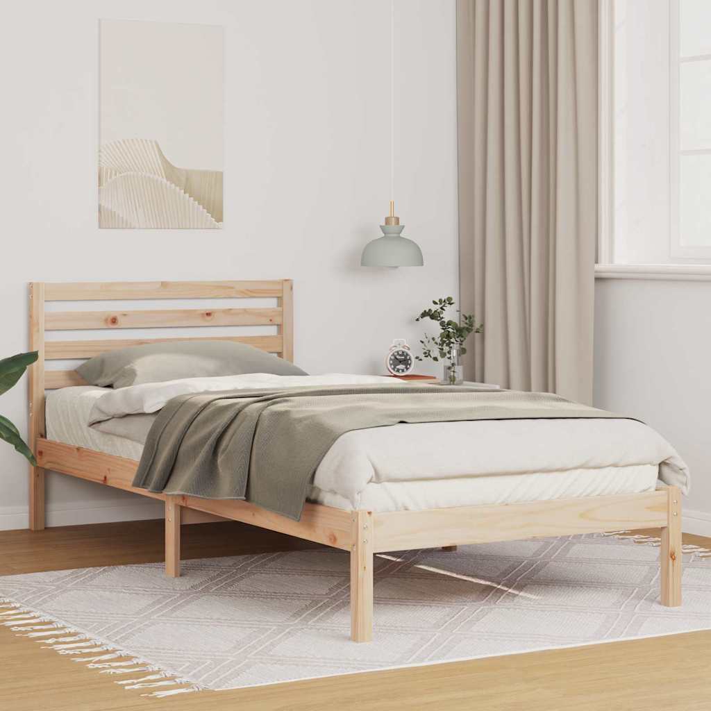 vidaXL Bedframe met hoofdeinde Bruin 80 x 200 cm Massief grenenhout