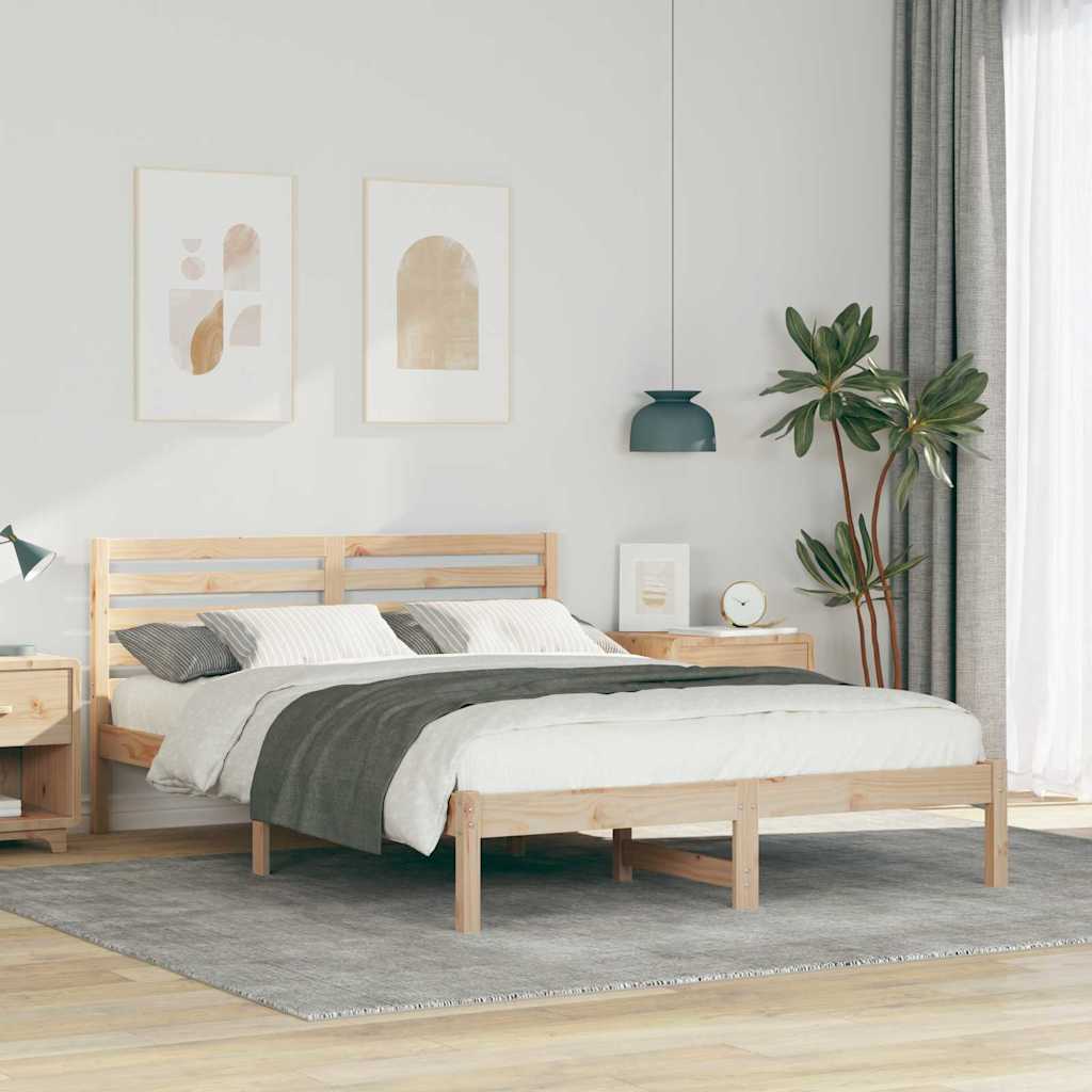 vidaXL Bedframe met hoofdeinde Bruin 80 x 200 cm Massief grenenhout
