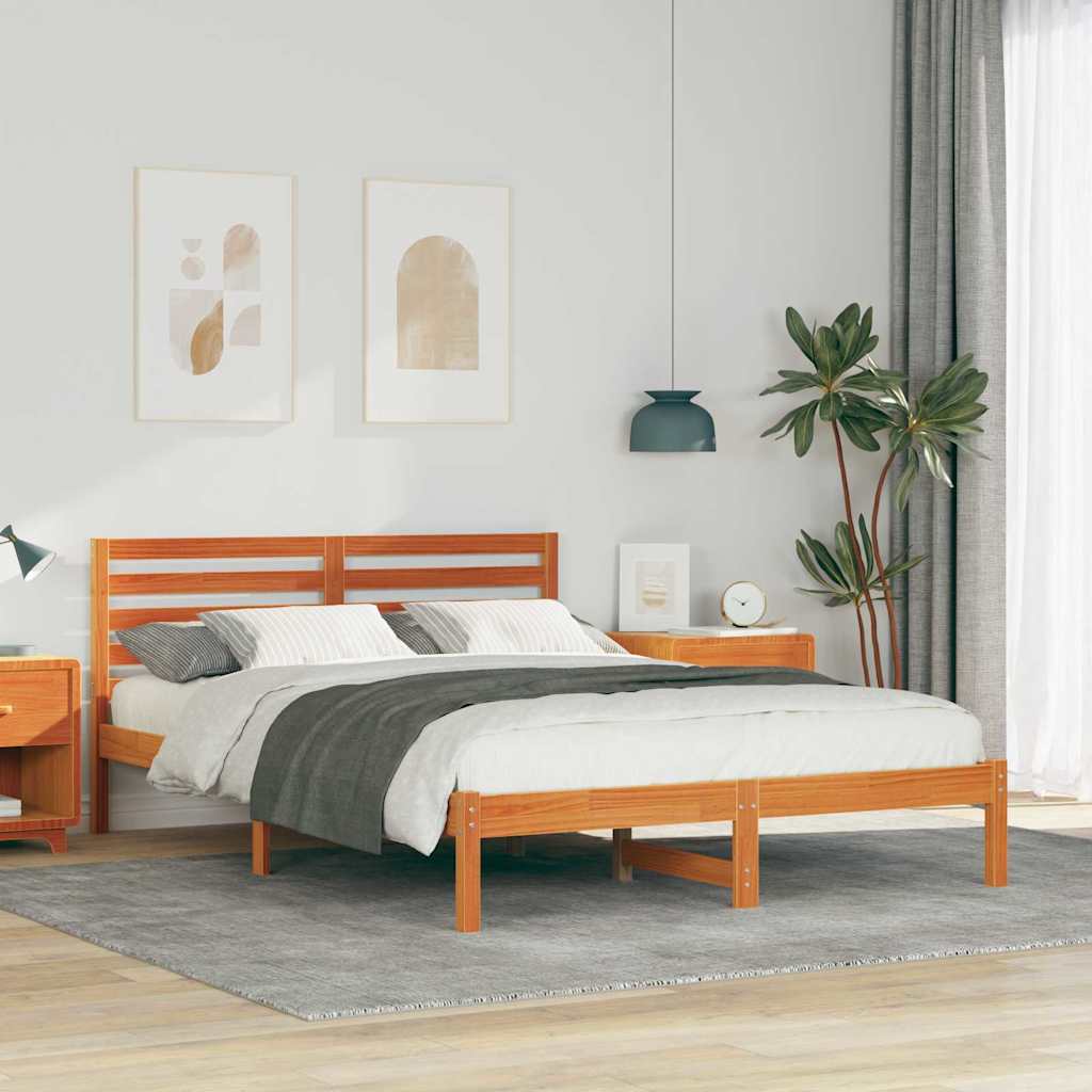 vidaXL Bedframe met hoofdeinde Bruin 80 x 200 cm Massief grenenhout