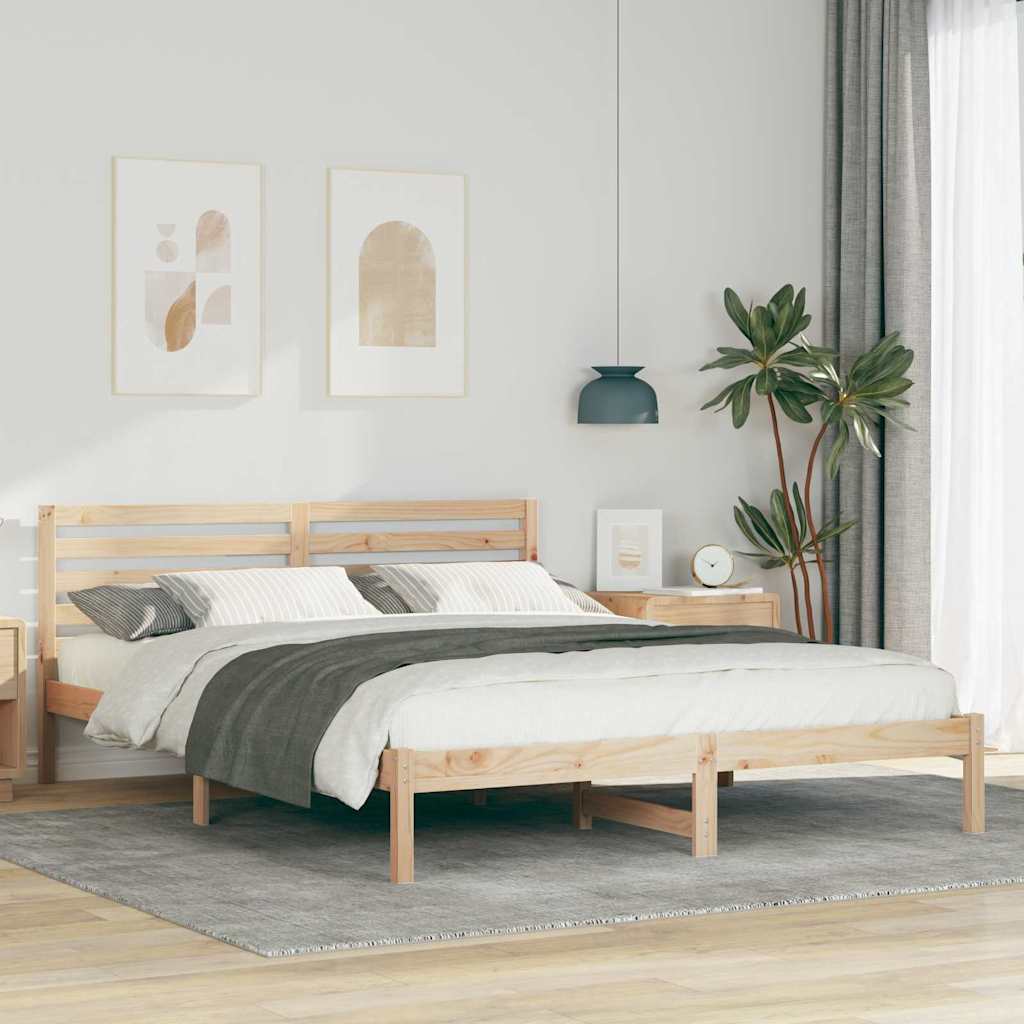 vidaXL Bedframe met hoofdeinde Bruin 80 x 200 cm Massief grenenhout
