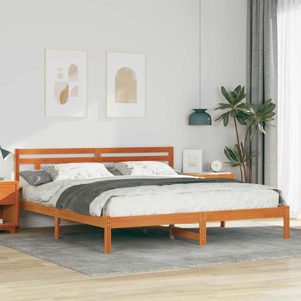 vidaXL Bedframe Bruin Massief grenenhout