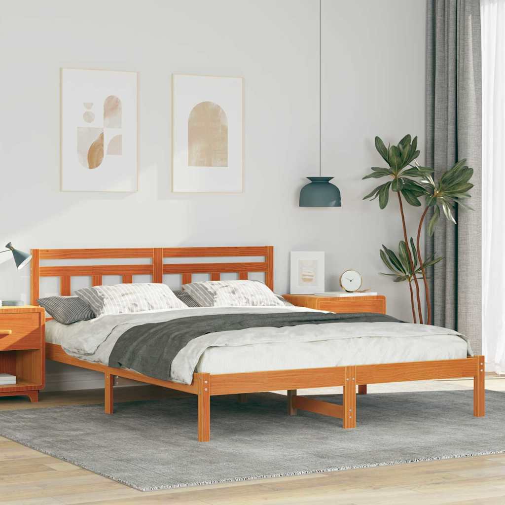 vidaXL Bedframe Bruin Massief grenenhout