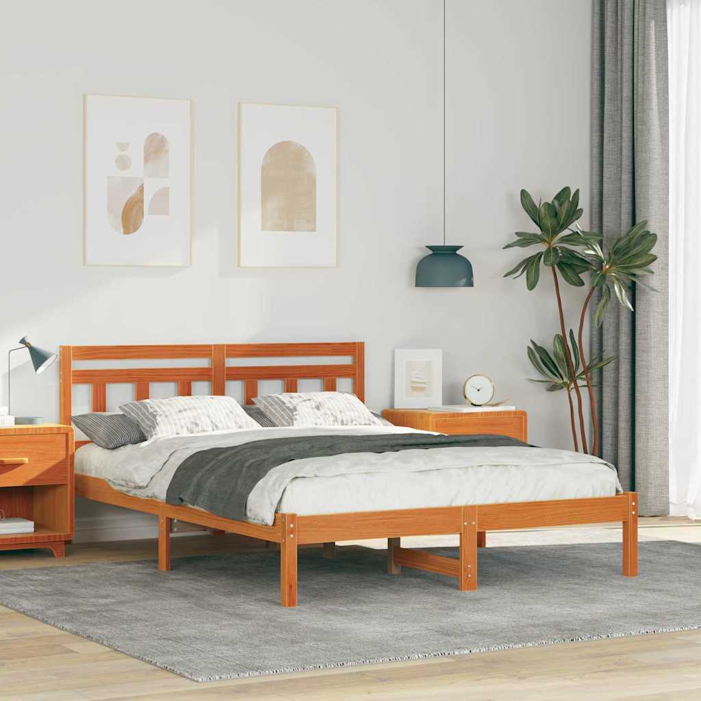 vidaXL Bedframe Bruin Massief grenenhout