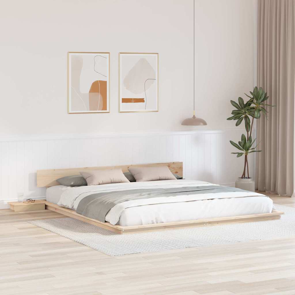 vidaXL Vloerbed met Nachtkastjes 200x200cm van Massief Hout