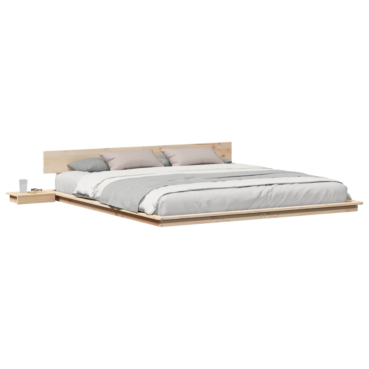 vidaXL Vloerbed met Nachtkastjes 200x200cm van Massief Hout