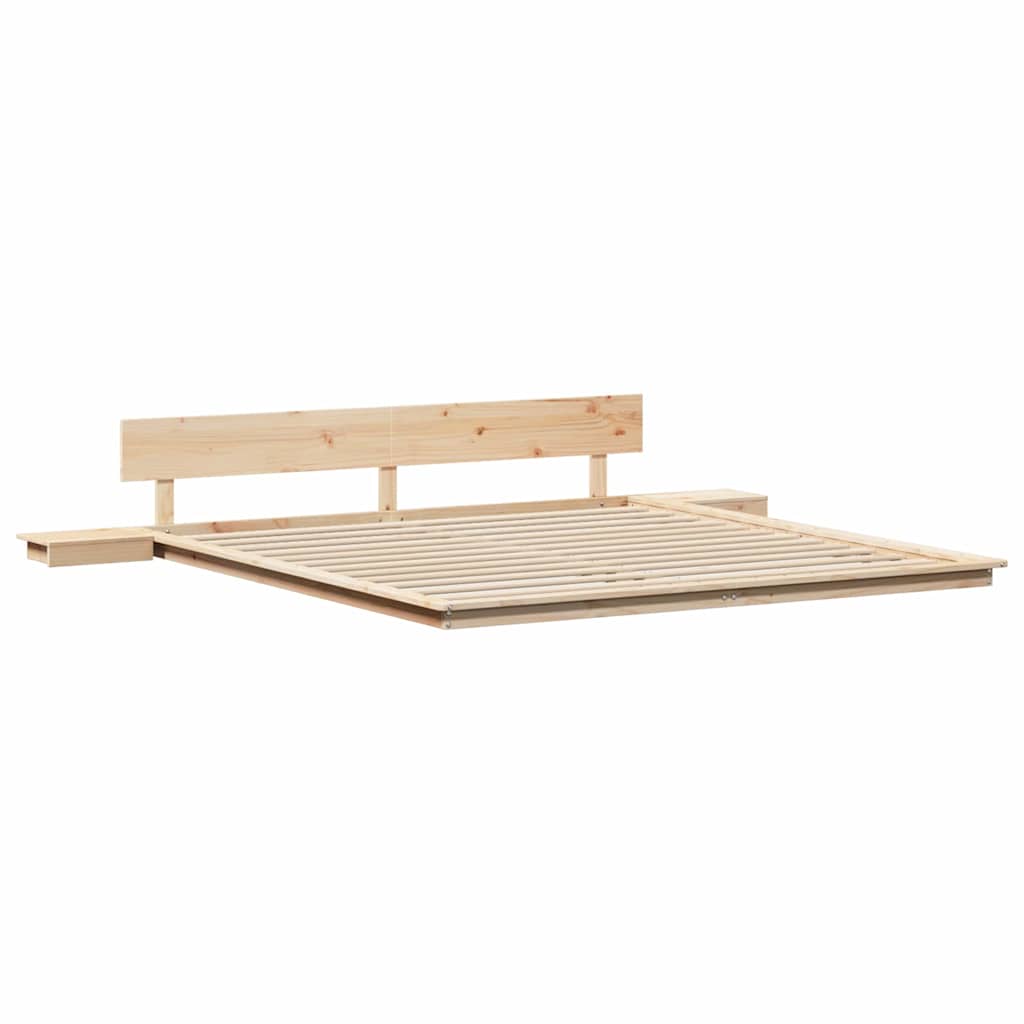 vidaXL Vloerbed met Nachtkastjes 200x200cm van Massief Hout