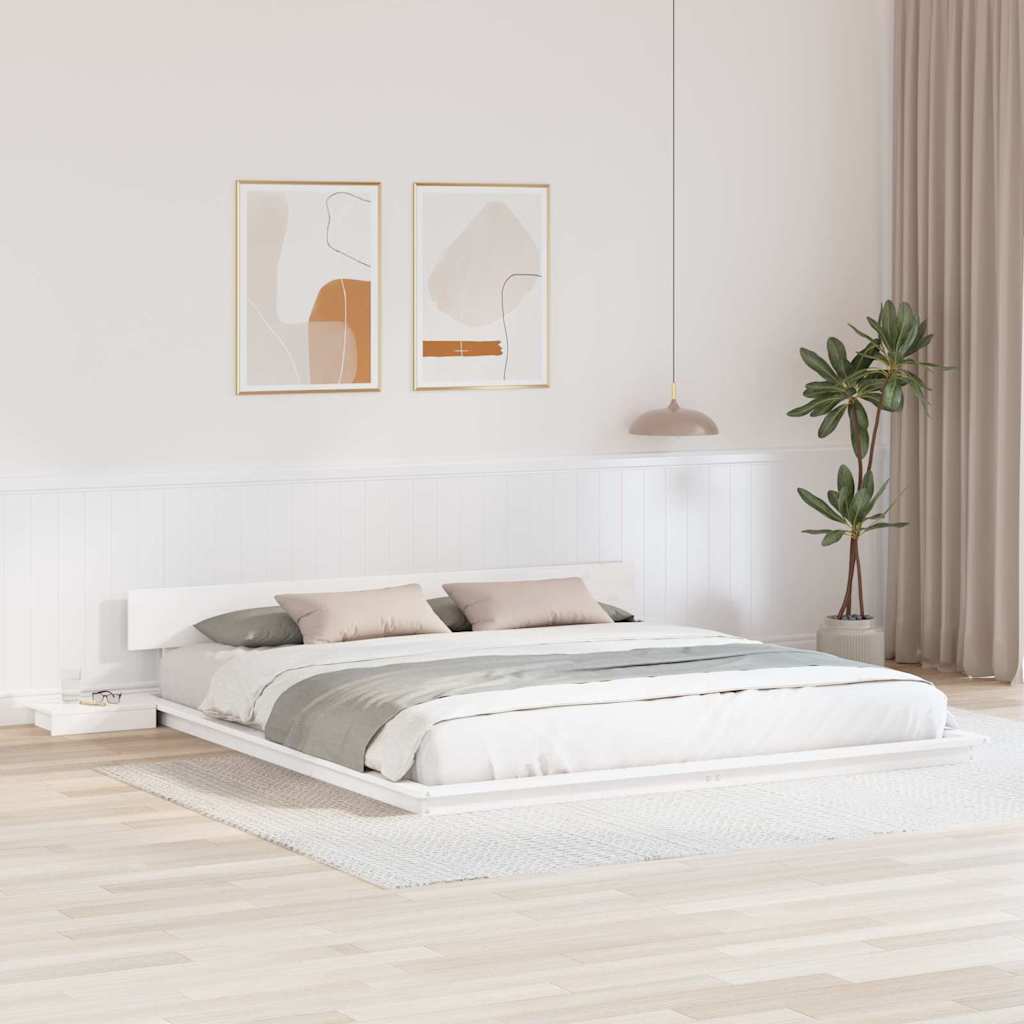 vidaXL Vloerbed met Nachtkastjes 200x200cm van Massief Hout