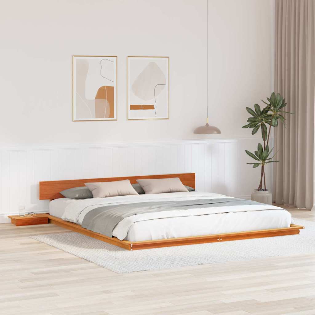 vidaXL Vloerbed met Nachtkastjes 200x200cm van Massief Hout