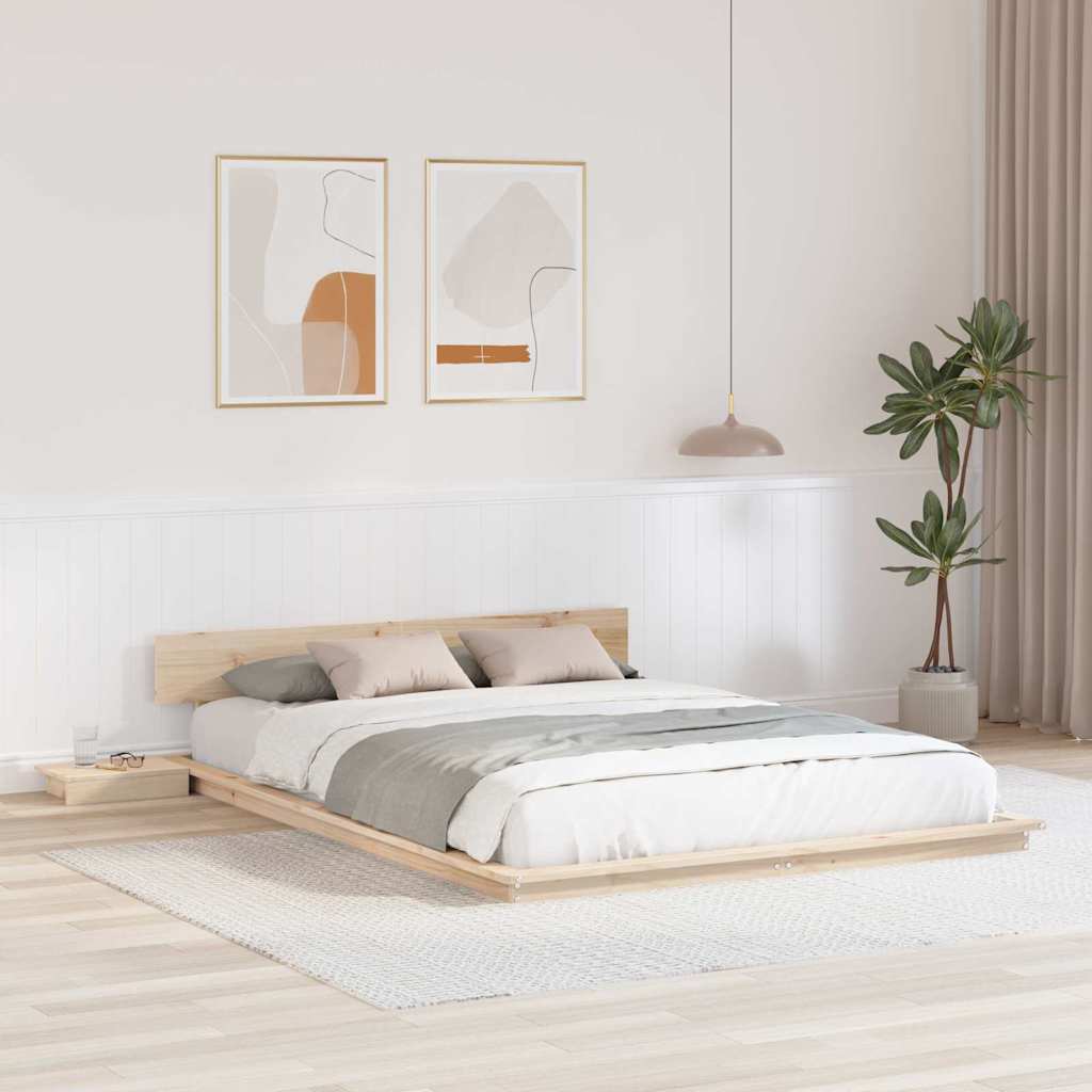 vidaXL Vloerbed met Nachtkastjes 200x200cm van Massief Hout