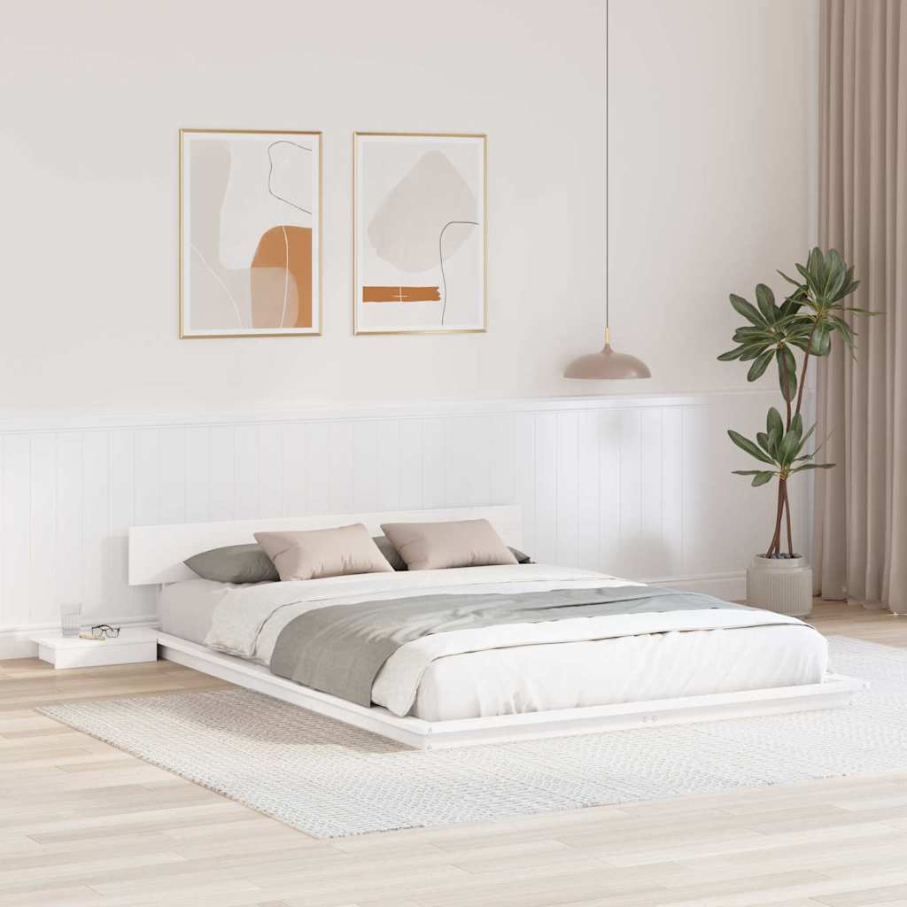 vidaXL Vloerbed met Nachtkastjes 200x200cm van Massief Hout