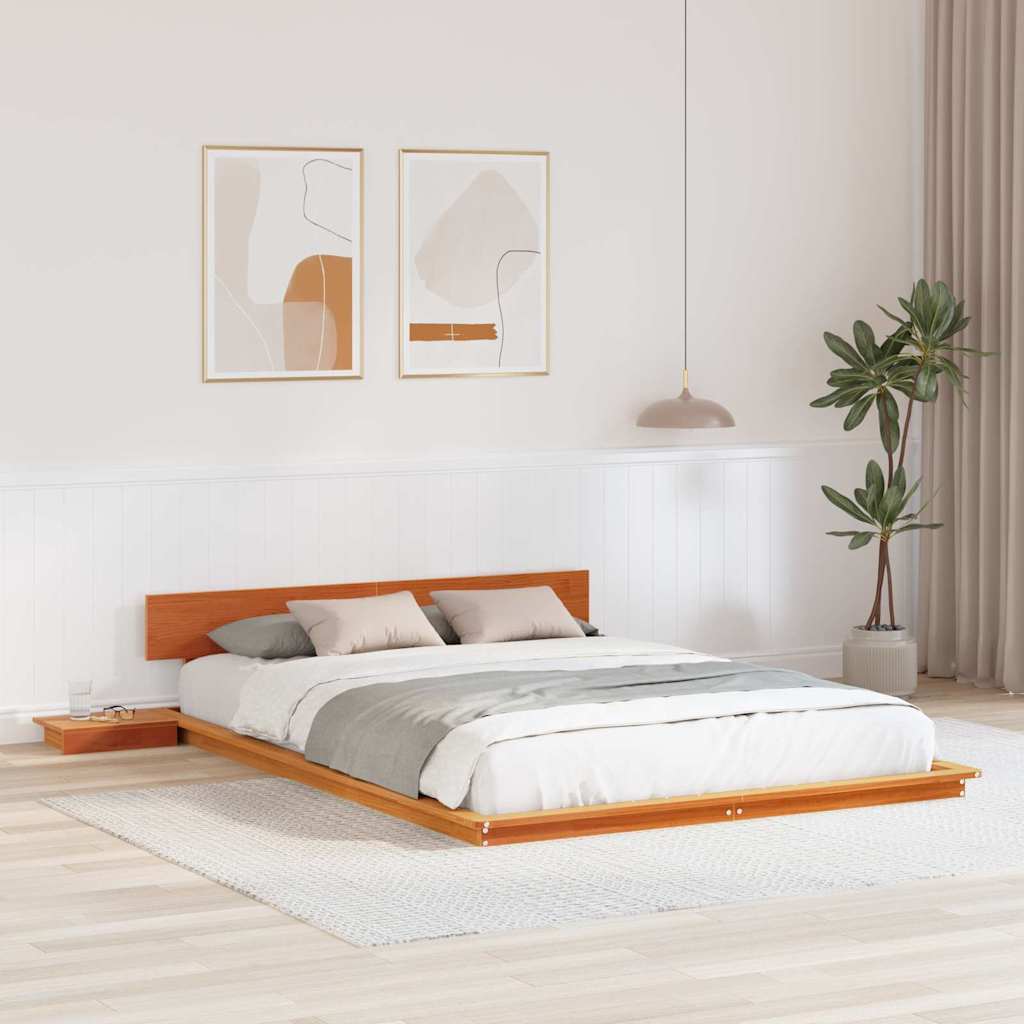 vidaXL Vloerbed met Nachtkastjes 200x200cm van Massief Hout