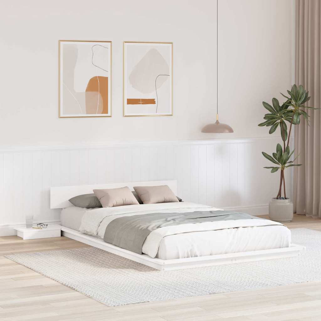 vidaXL Vloerbed met Nachtkastjes 200x200cm van Massief Hout
