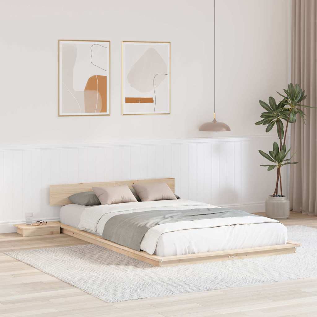 vidaXL Vloerbed met Nachtkastjes 200x200cm van Massief Hout