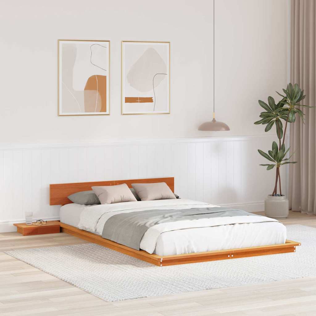 vidaXL Vloerbed met Nachtkastjes 200x200cm van Massief Hout