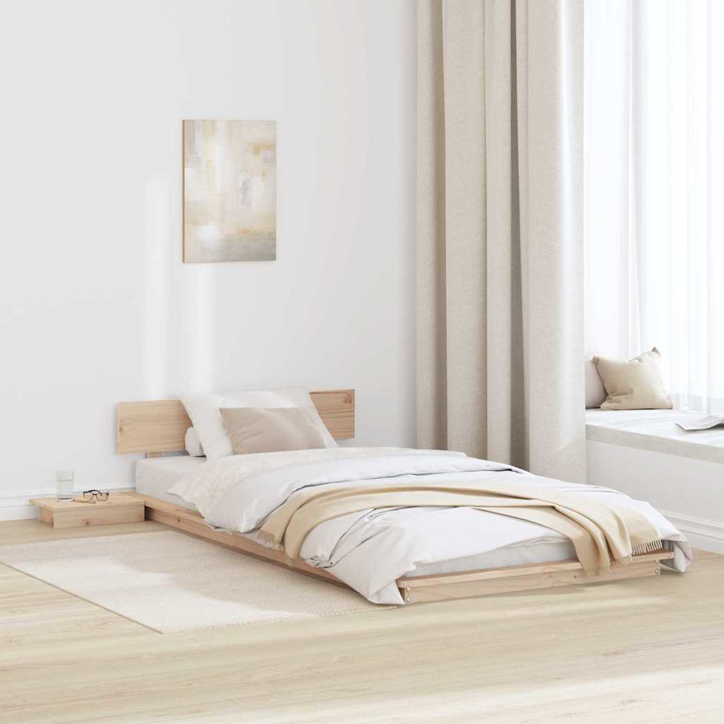vidaXL Vloerbed met Nachtkastjes 200x200cm van Massief Hout