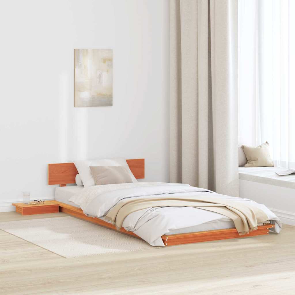 vidaXL Vloerbed met Nachtkastjes 200x200cm van Massief Hout
