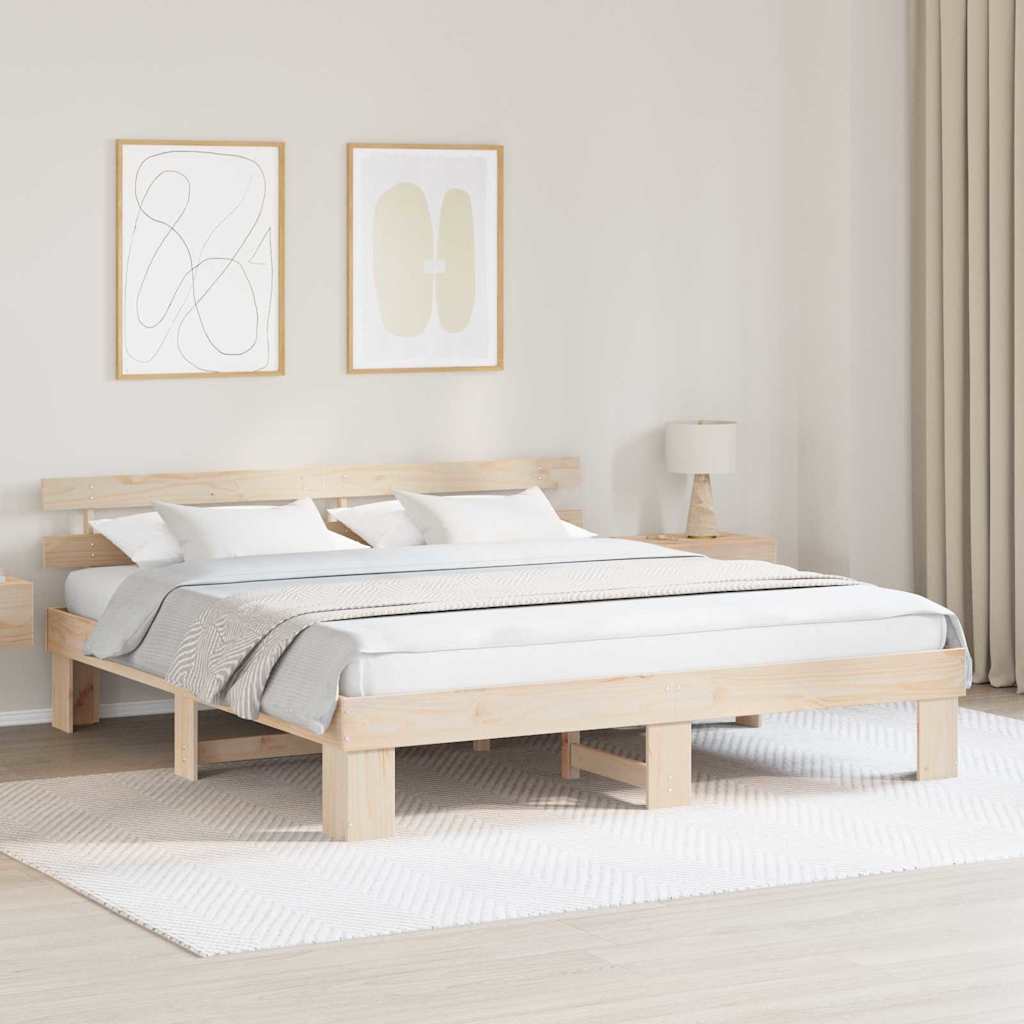 vidaXL Bed Frame met Hoofdbord 140x200 cm Massief Hout Grenen