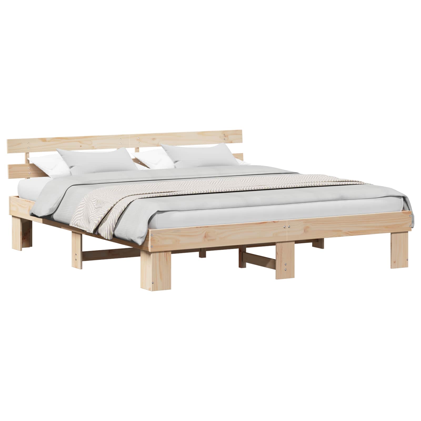 vidaXL Bed Frame met Hoofdbord 140x200 cm Massief Hout Grenen