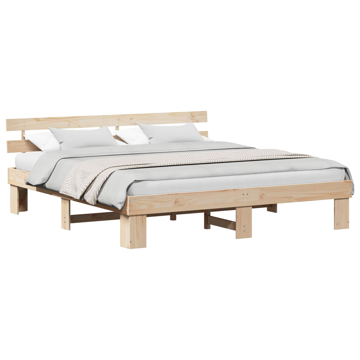 vidaXL Bed Frame met Hoofdbord 140x200 cm Massief Hout Grenen