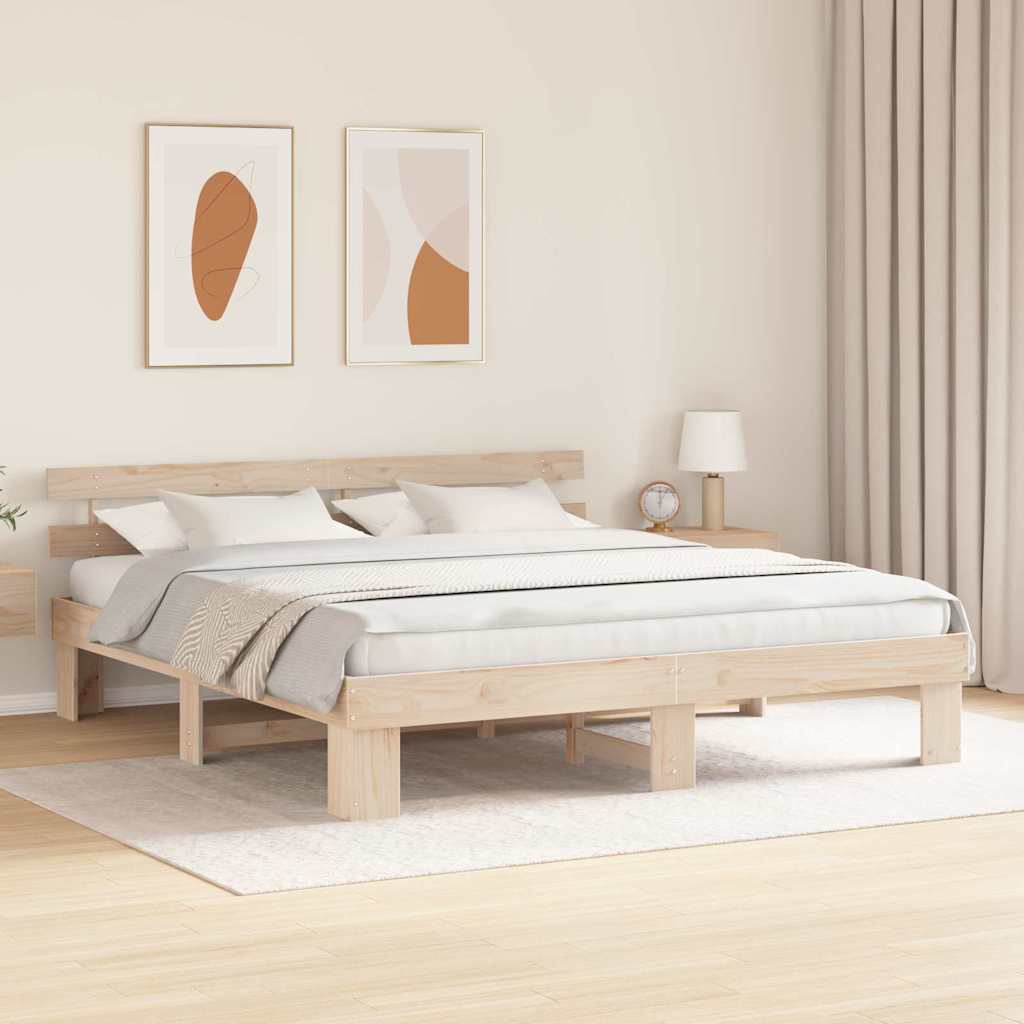 vidaXL Bed Frame met Hoofdbord 140x200 cm Massief Hout Grenen