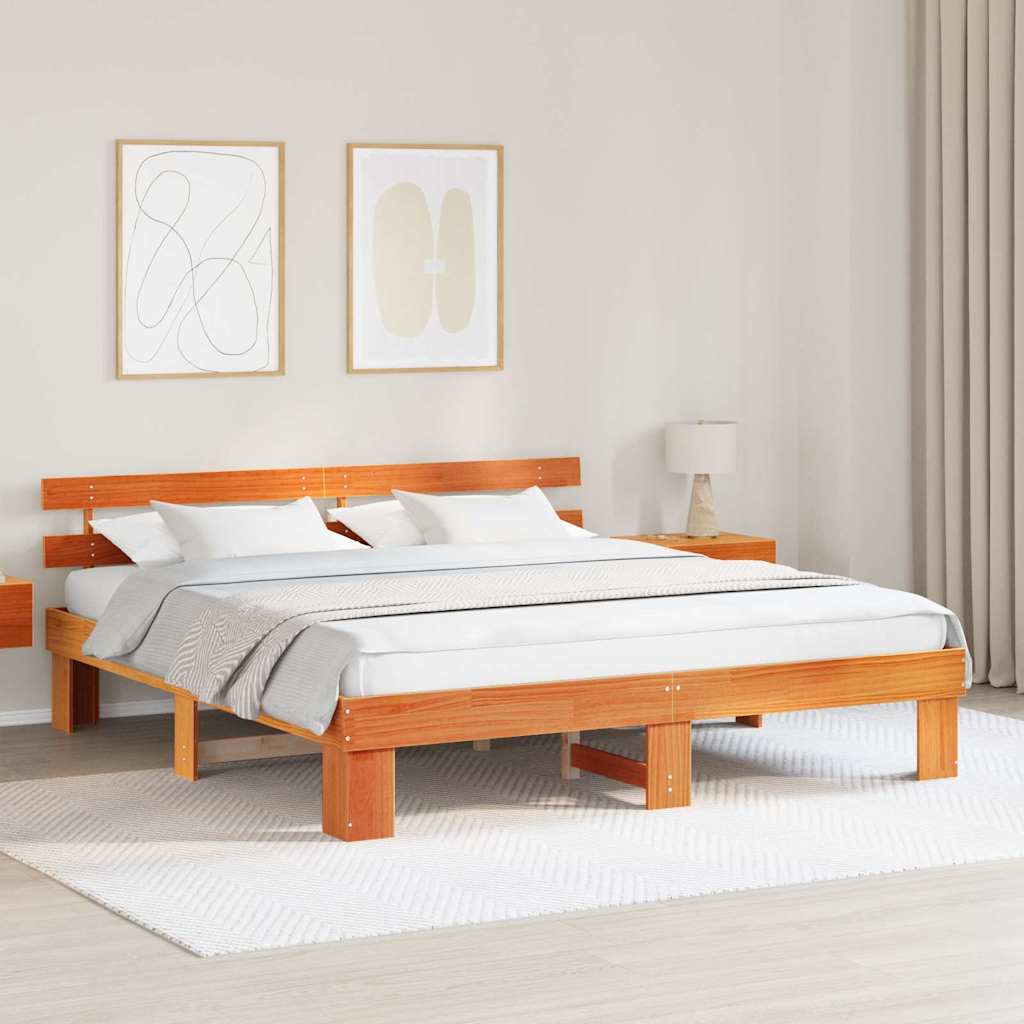 vidaXL Bed Frame met Hoofdbord 140x200 cm Massief Hout Grenen