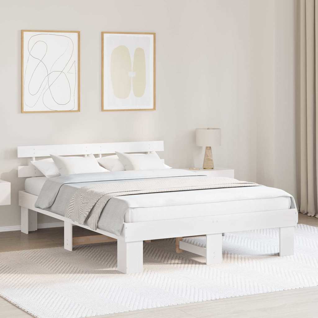 vidaXL Bed Frame met Hoofdbord 140x200 cm Massief Hout Grenen