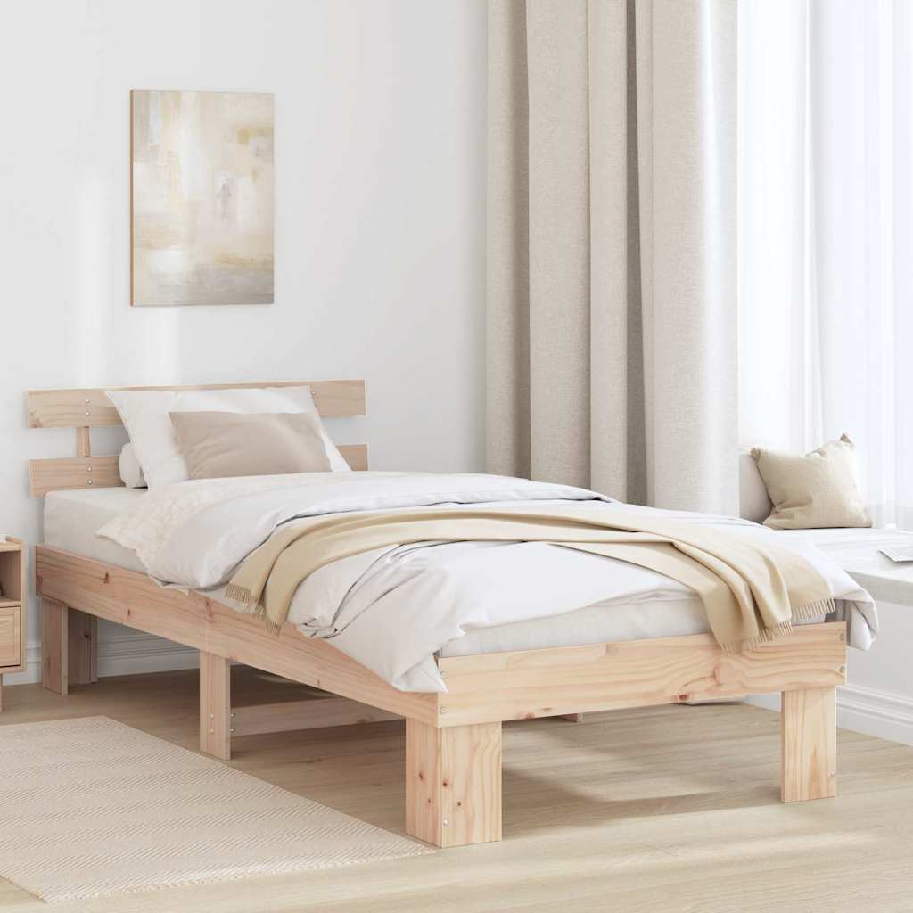 vidaXL Bed Frame met Hoofdbord 140x200 cm Massief Hout Grenen