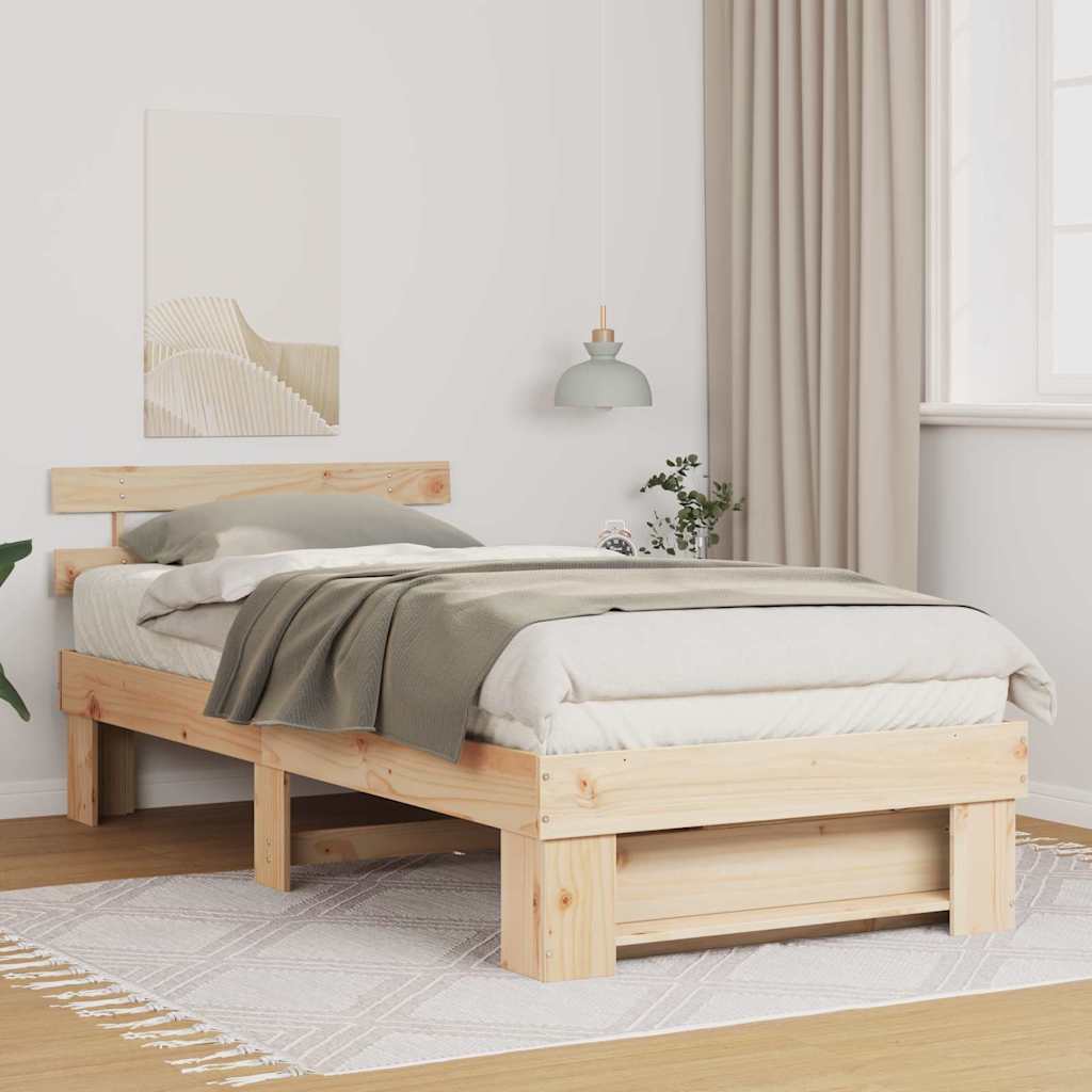 vidaXL Bedframe met hoofdeinde Bruin 200 x 200 cm Massief grenenhout