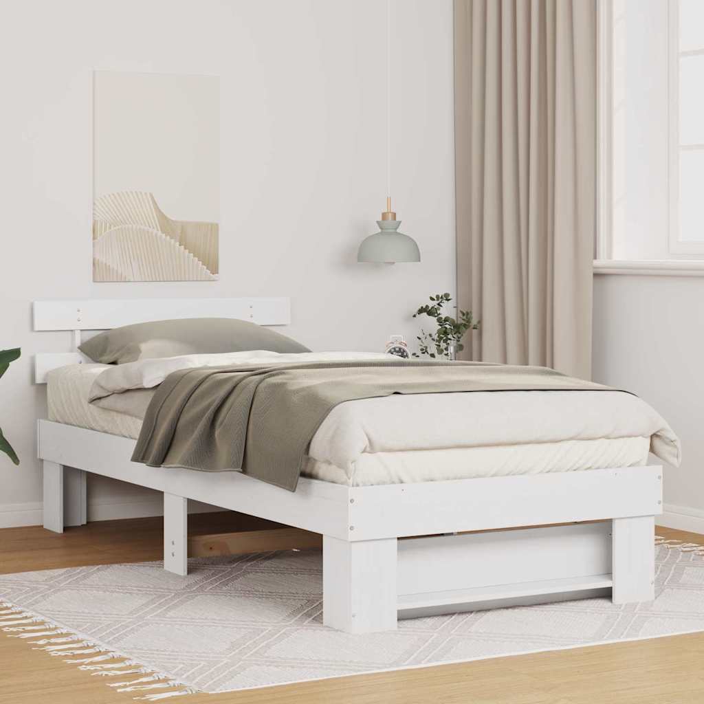 vidaXL Bedframe met hoofdeinde Bruin 200 x 200 cm Massief grenenhout