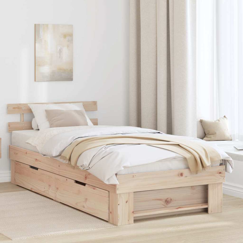 vidaXL Bedframe met hoofdeinde Bruin 200 x 200 cm Massief grenenhout