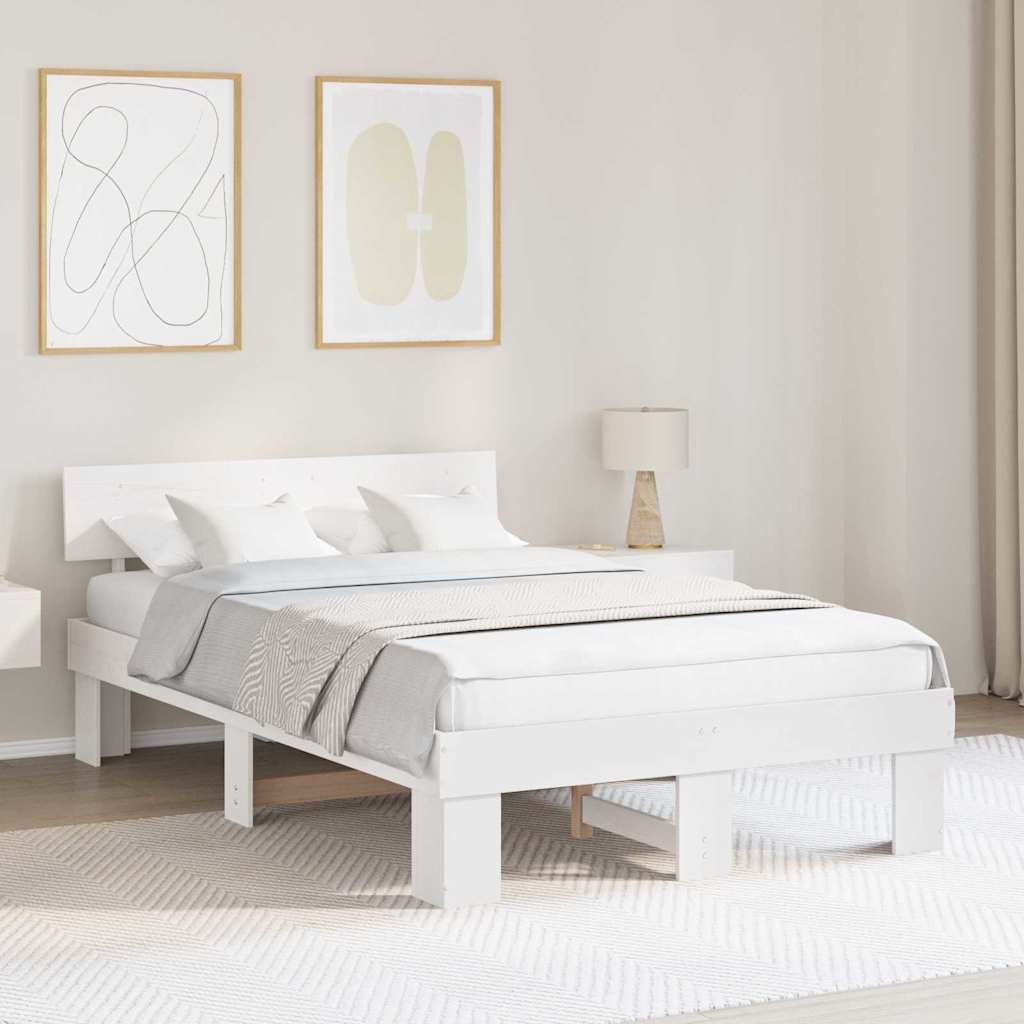 vidaXL Bedframe met hoofdeinde Bruin 200 x 200 cm Massief grenenhout