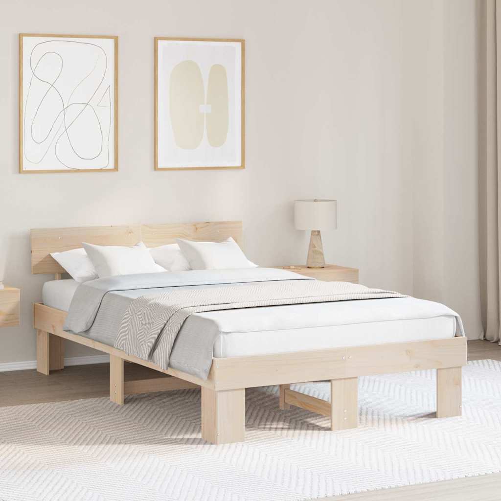vidaXL Bedframe met hoofdeinde Bruin 200 x 200 cm Massief grenenhout