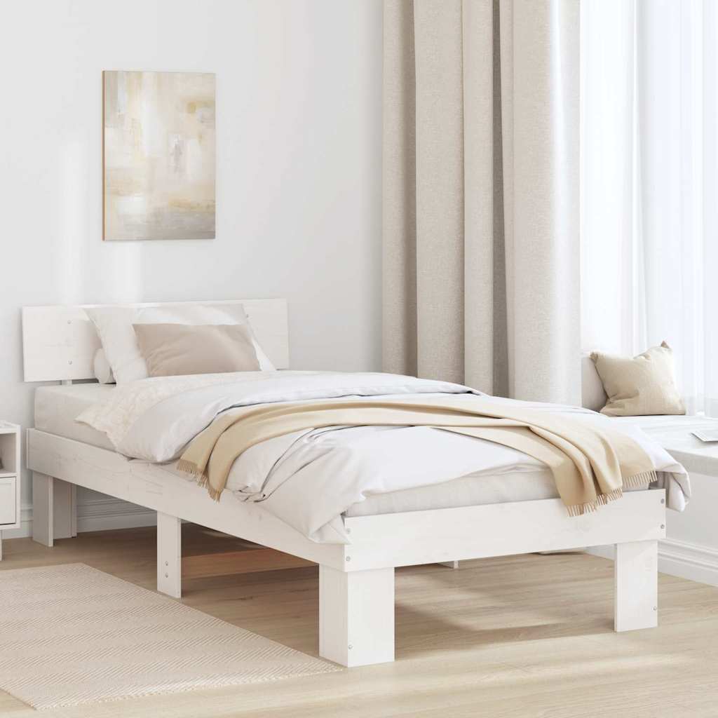 vidaXL Bedframe met hoofdeinde Bruin 200 x 200 cm Massief grenenhout