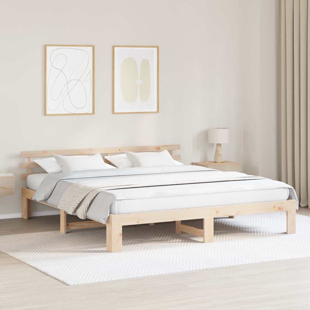 vidaXL Grenenhouten Bedframe Natuurlijk Massief grenenhout 200 x 200 cm