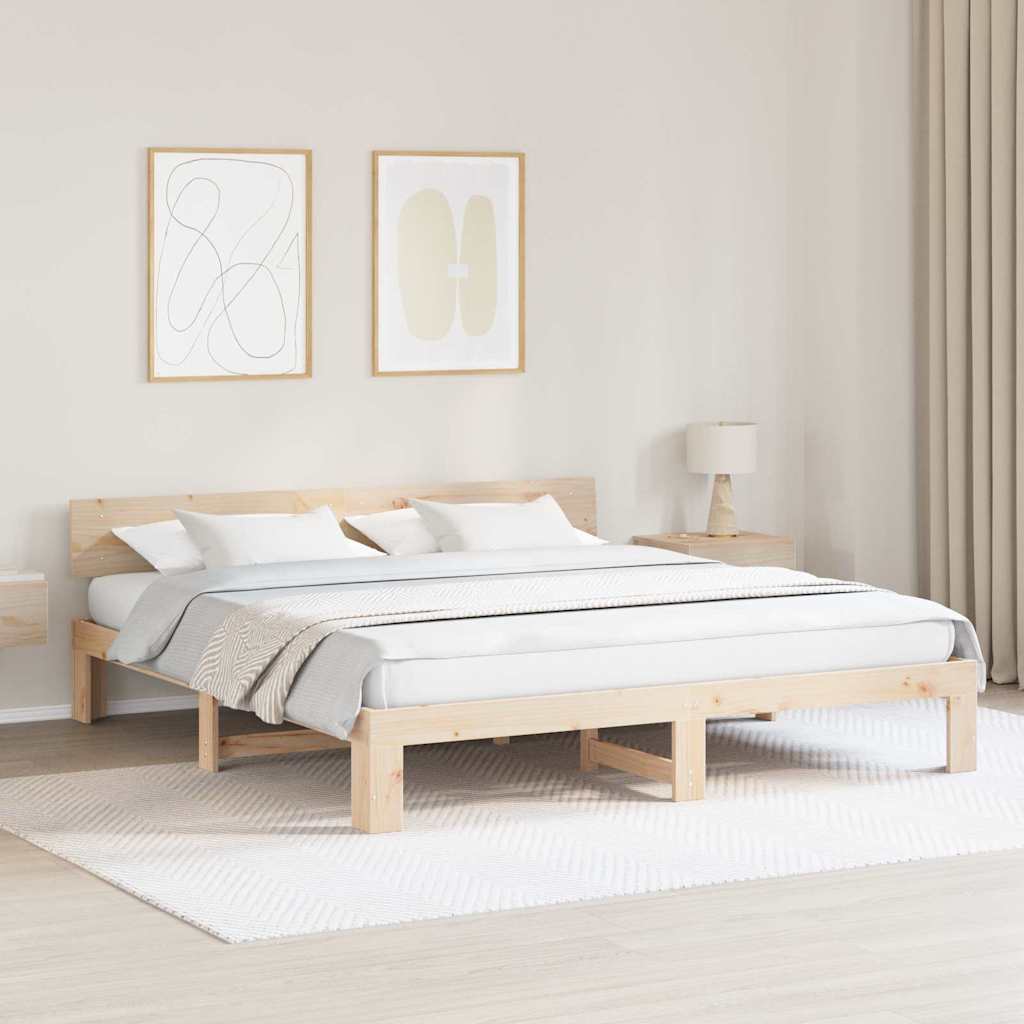 vidaXL Bedframe met Hoofdeinde 200x200 cm Massief Grenenhout