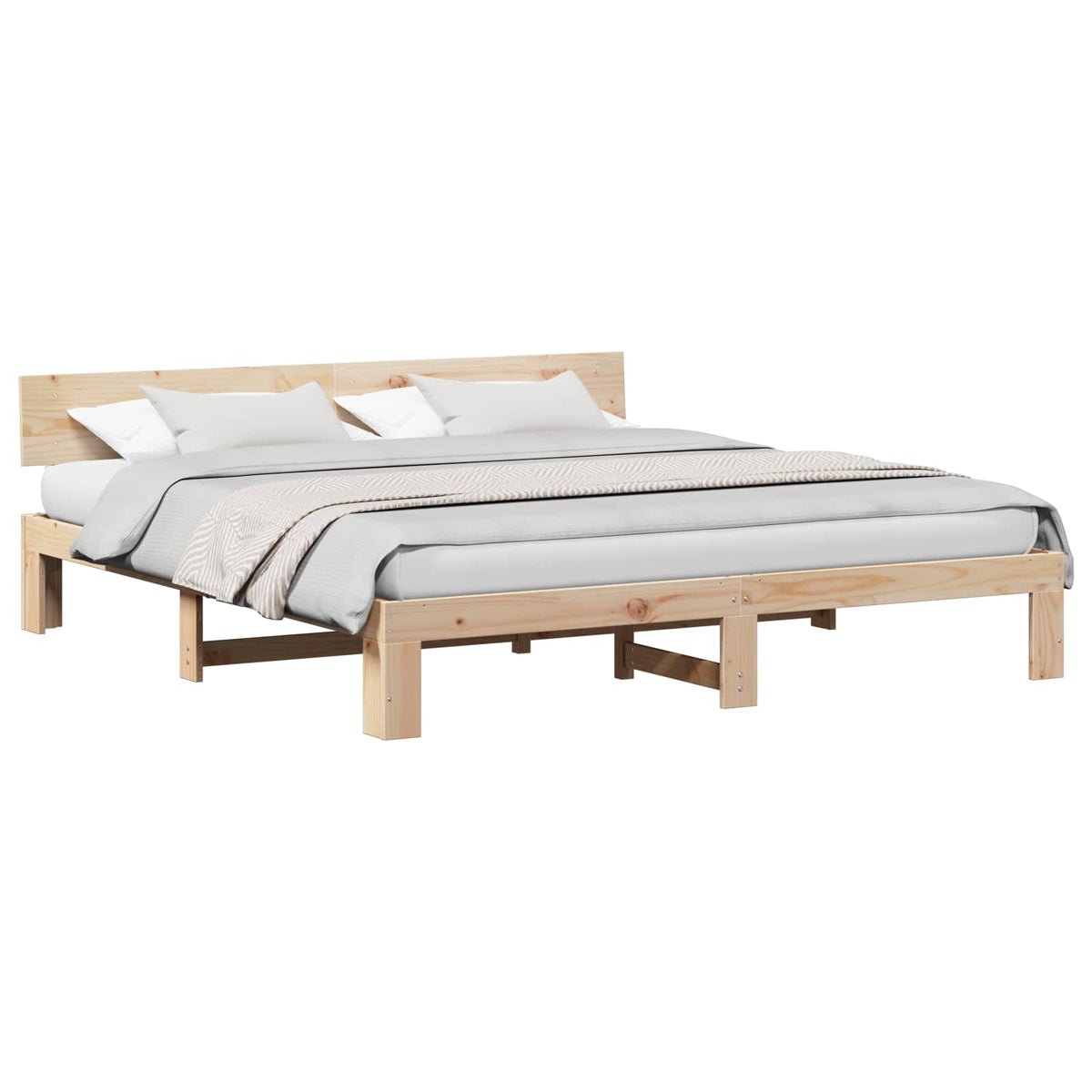 vidaXL Bedframe met Hoofdeinde 200x200 cm Massief Grenenhout