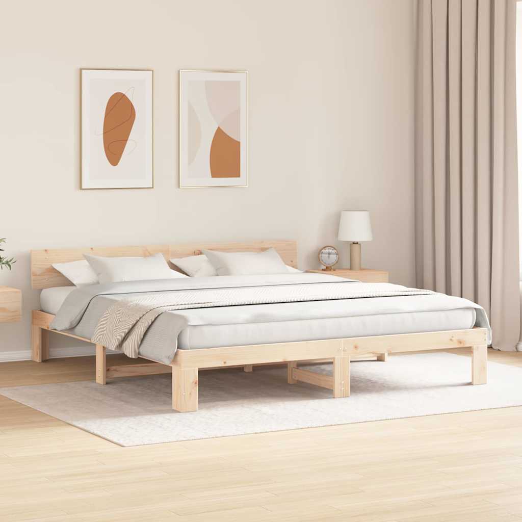 vidaXL Bedframe met Hoofdeinde 200x200 cm Massief Grenenhout