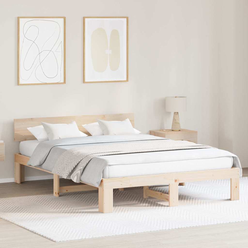 vidaXL Bedframe met Hoofdeinde 200x200 cm Massief Grenenhout