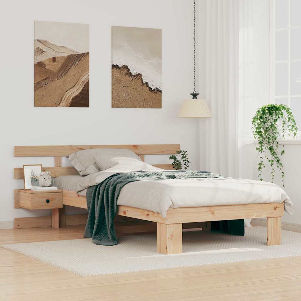 vidaXL Bedframe met lade Bruin 200 x 200 cm Massief grenenhout