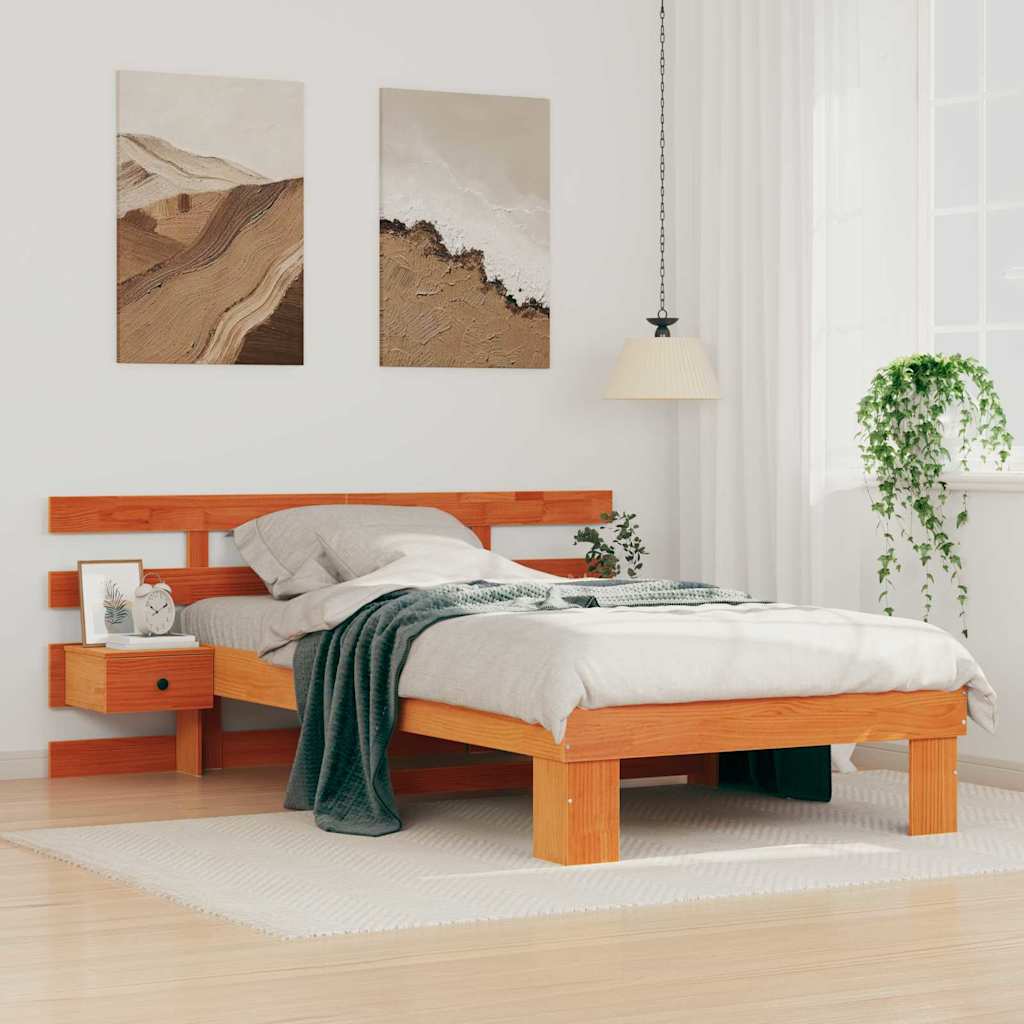 vidaXL Bedframe met lade Bruin 200 x 200 cm Massief grenenhout