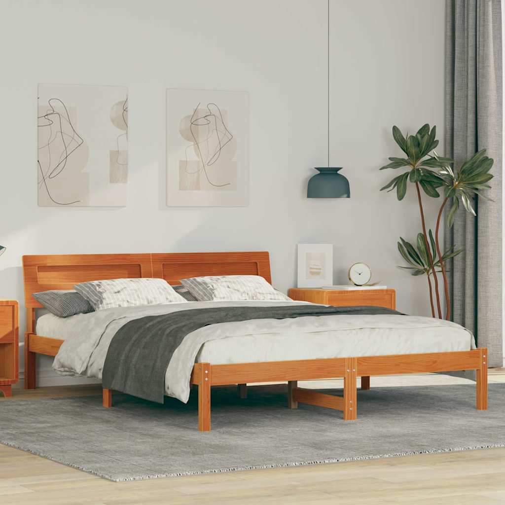 vidaXL Bedframe met LED -striplichten Bruin 200 x 200 cm