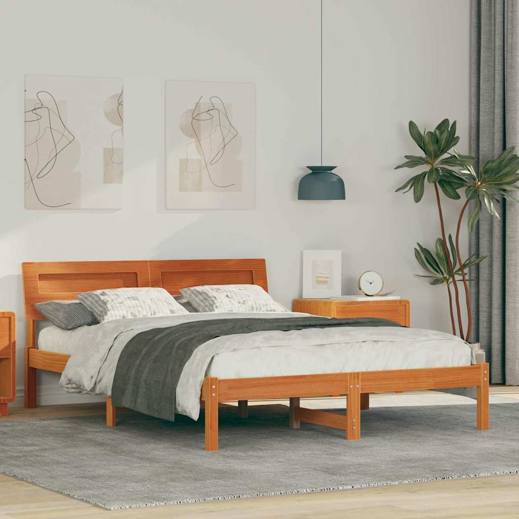 vidaXL Bedframe met LED -striplichten Bruin 200 x 200 cm