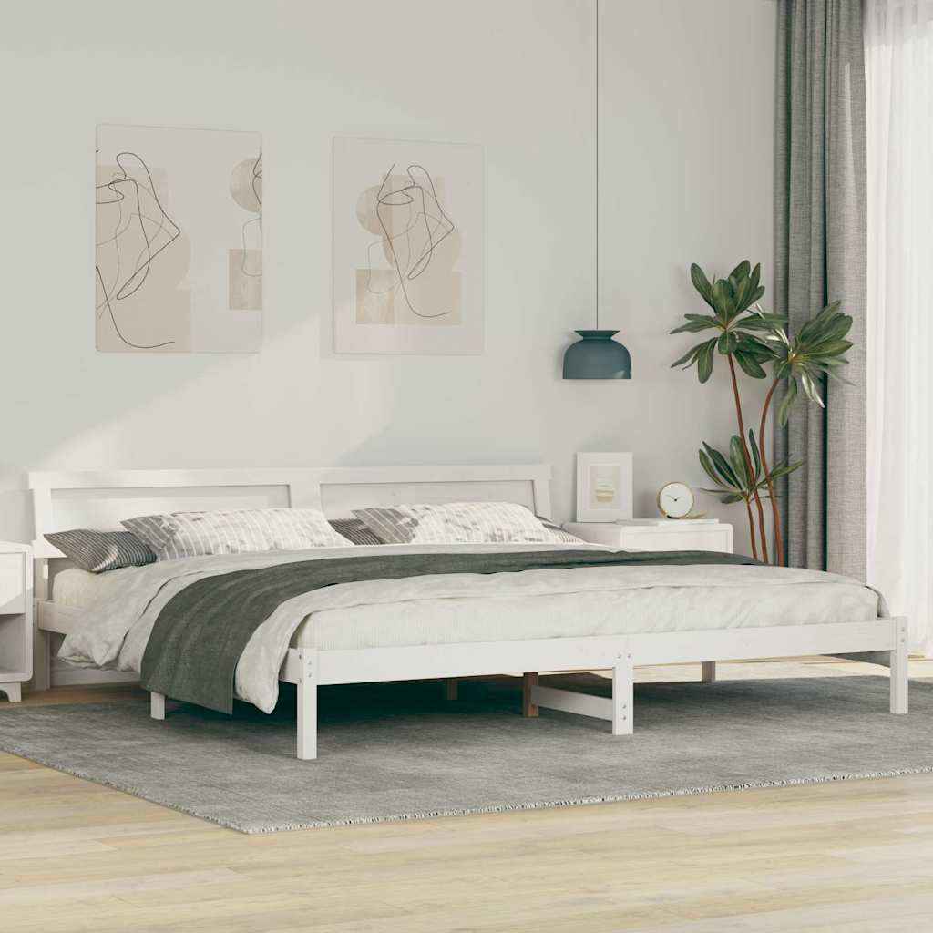 vidaXL Bedframe met hoofdeinde Bruin 200 x 200 cm Massief grenenhout